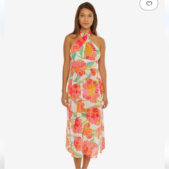 Trina Turk Other - Trina Turk Poppy Floral Halter Cover Up Dress Pink White Size Small